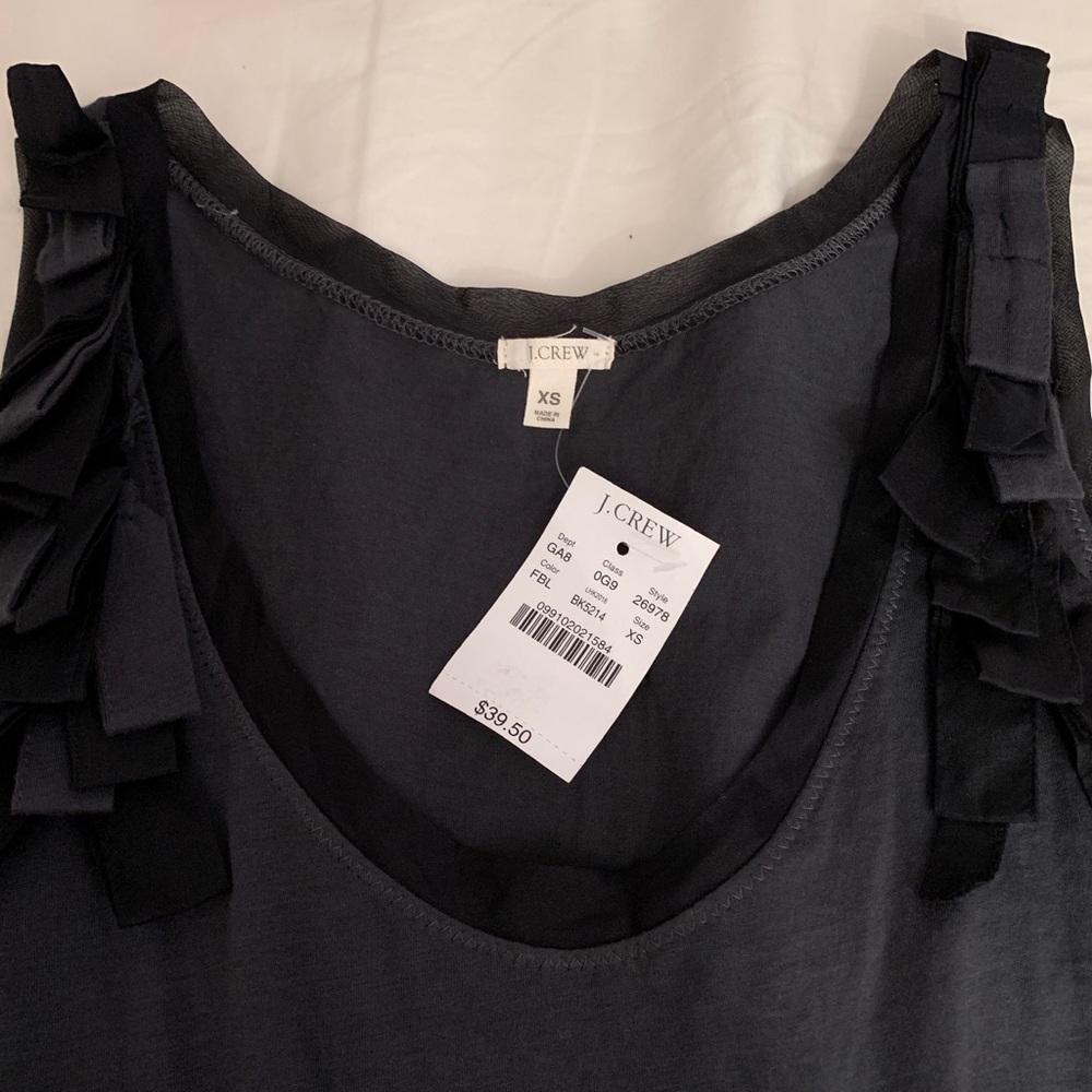 J. Crew Dark Grey Tank Top with Ruffles - Picture 5 of 5